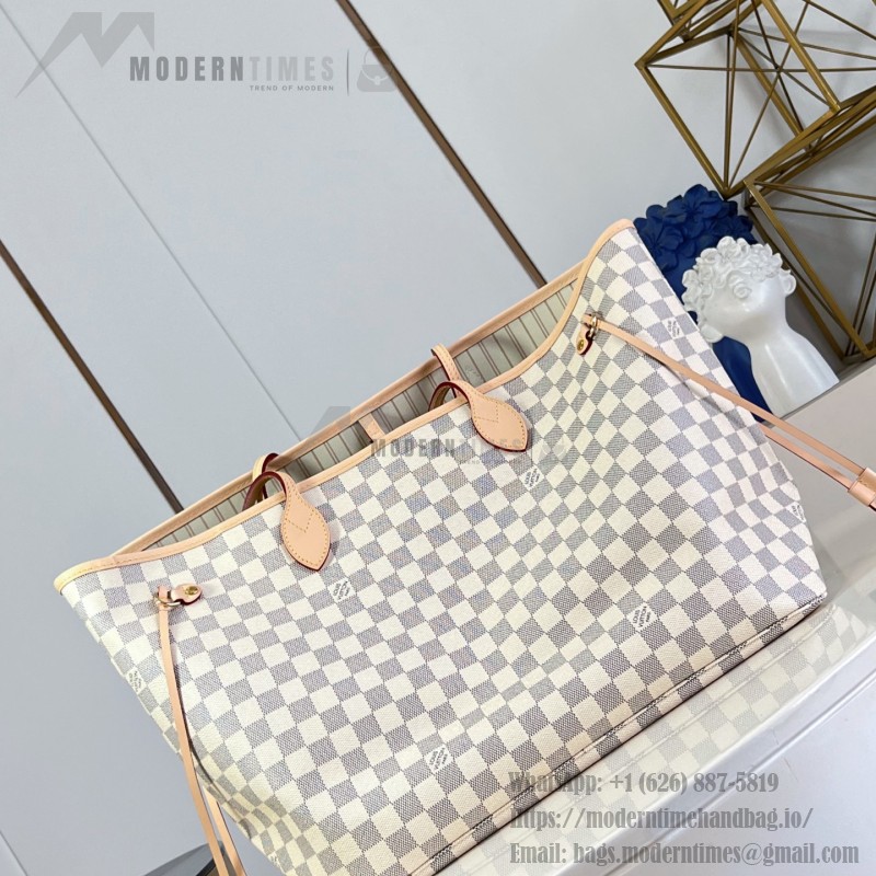 Louis Vuitton Neverfull GM N40602 Damier Ebene canvas tote bag with steel hardware and detachable zip pouch