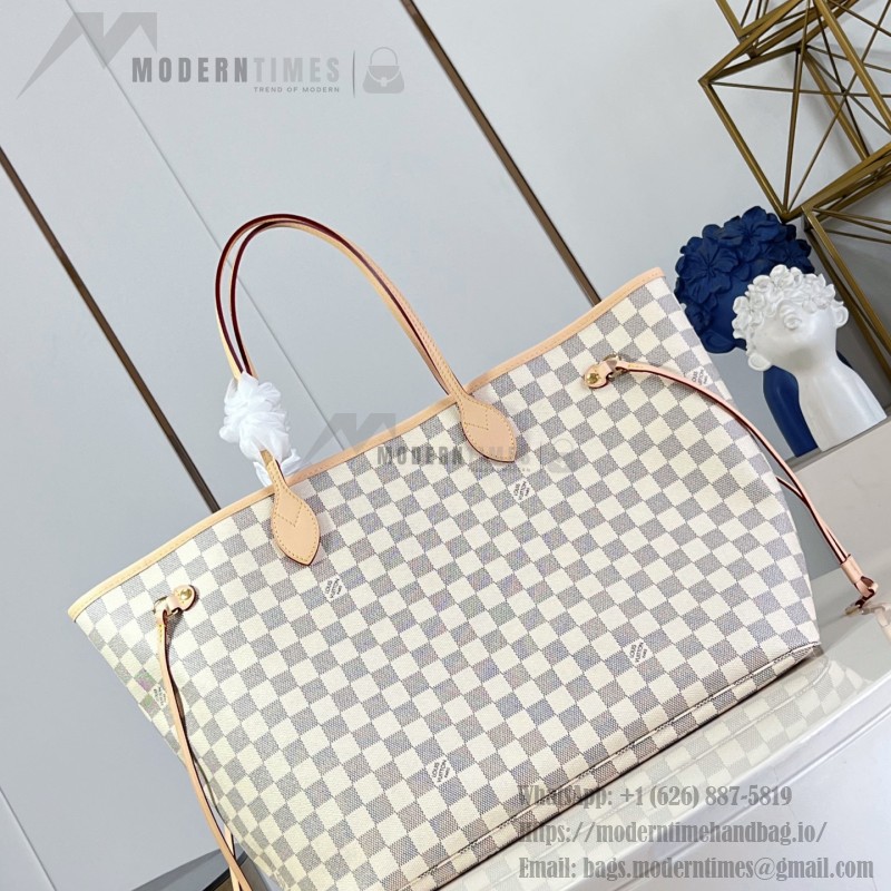 Louis Vuitton Neverfull GM N40602 Damier Ebene canvas tote bag with steel hardware and detachable zip pouch