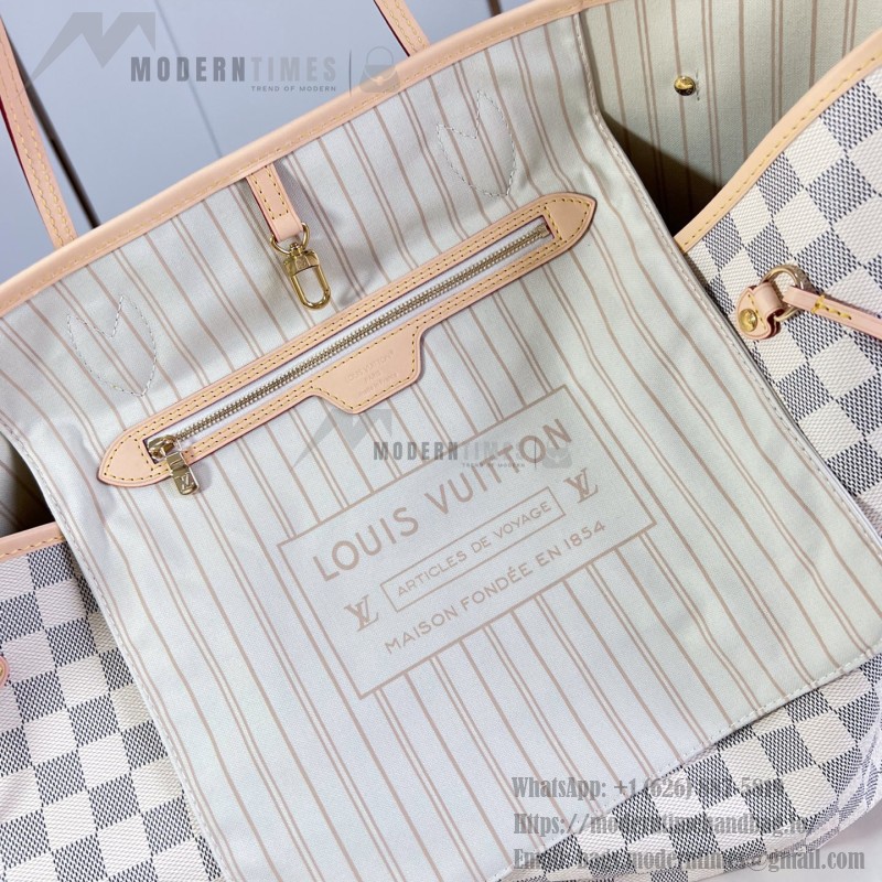 Louis Vuitton Neverfull GM N40602 Damier Ebene canvas tote bag with steel hardware and detachable zip pouch