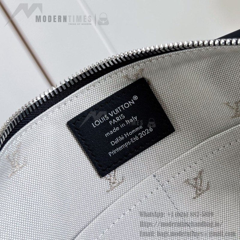Louis Vuitton Needle M28000 Monogram canvas handbag with leather side bands and top handle