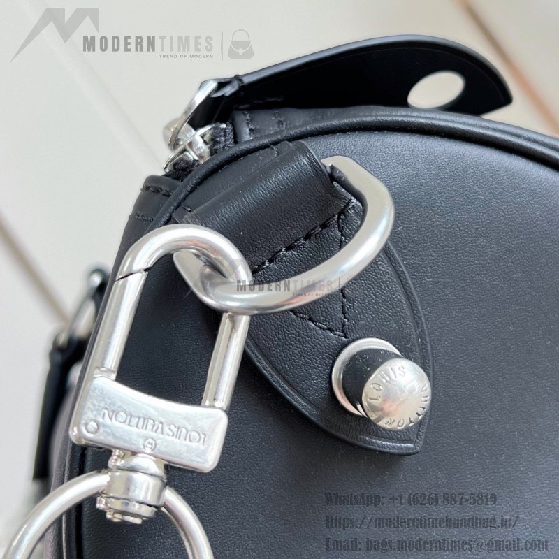 Louis Vuitton Needle M28000 Monogram canvas handbag with leather side bands and top handle
