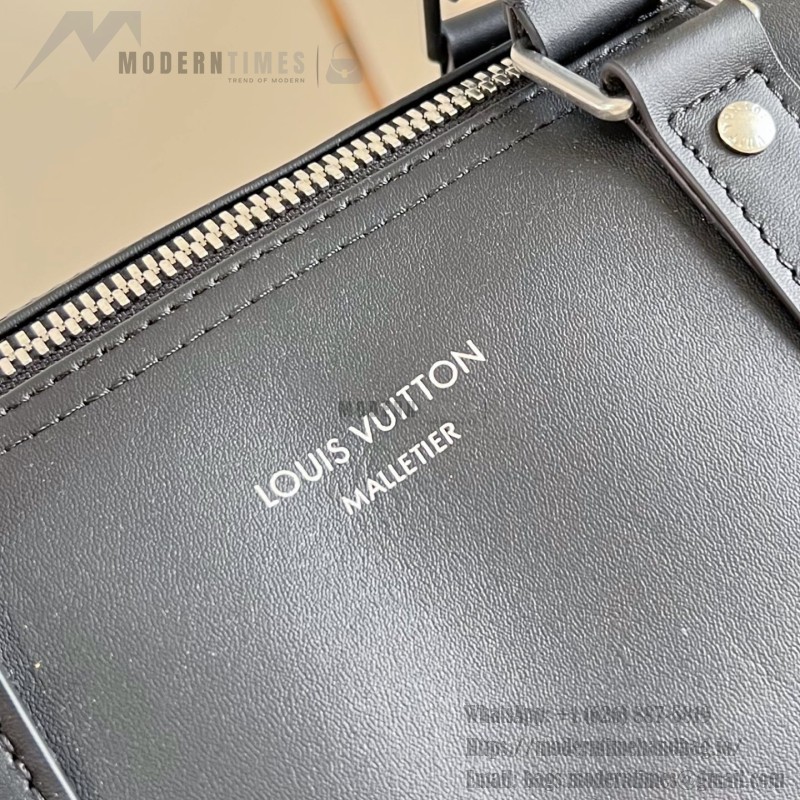 Louis Vuitton Needle M28000 Monogram canvas handbag with leather side bands and top handle