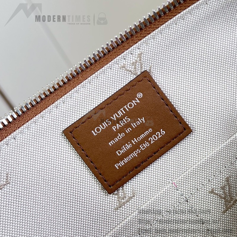 Louis Vuitton Needle M28000 Monogram canvas handbag with leather side bands and top handle