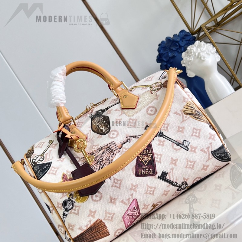  Louis Vuitton Getaway Speedy 30 Soft M29377 Flight Mode canvas handbag with horizontal print and detachable key holder