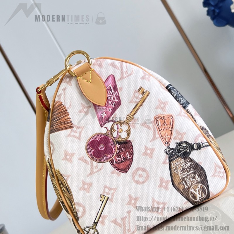  Louis Vuitton Getaway Speedy 30 Soft M29377 Flight Mode canvas handbag with horizontal print and detachable key holder