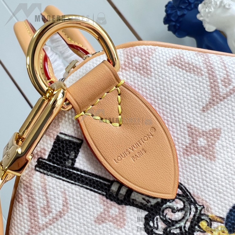  Louis Vuitton Getaway Speedy 30 Soft M29377 Flight Mode canvas handbag with horizontal print and detachable key holder