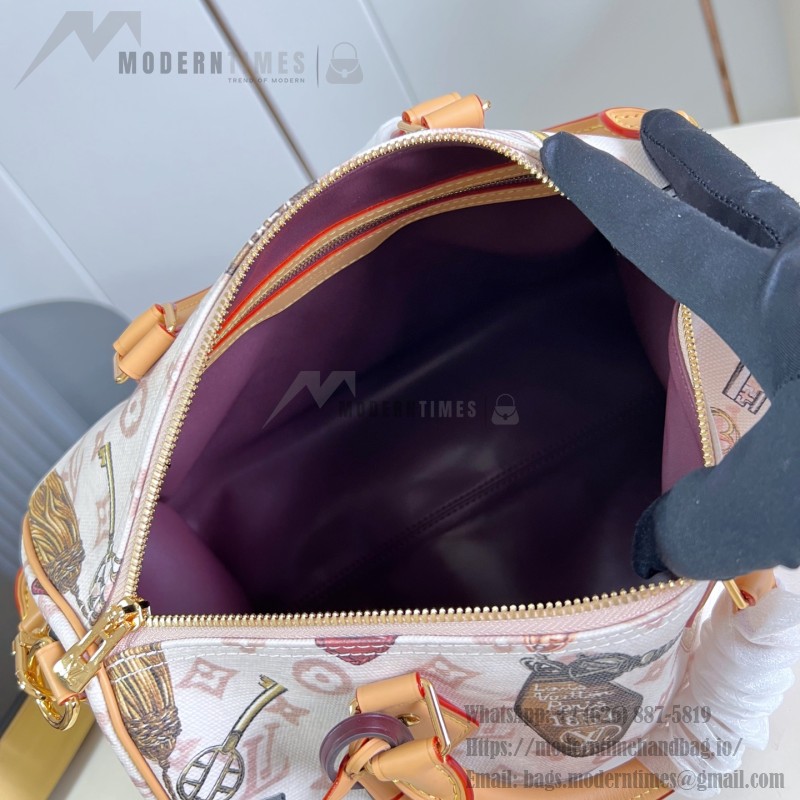  Louis Vuitton Getaway Speedy 30 Soft M29377 Flight Mode canvas handbag with horizontal print and detachable key holder