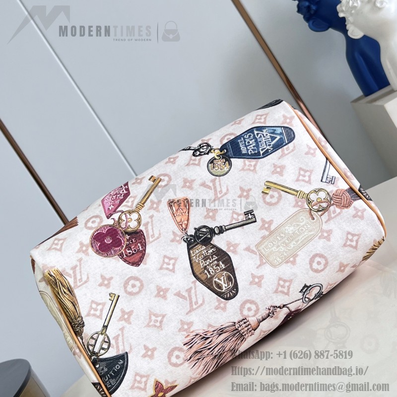  Louis Vuitton Getaway Speedy 30 Soft M29377 Flight Mode canvas handbag with horizontal print and detachable key holder
