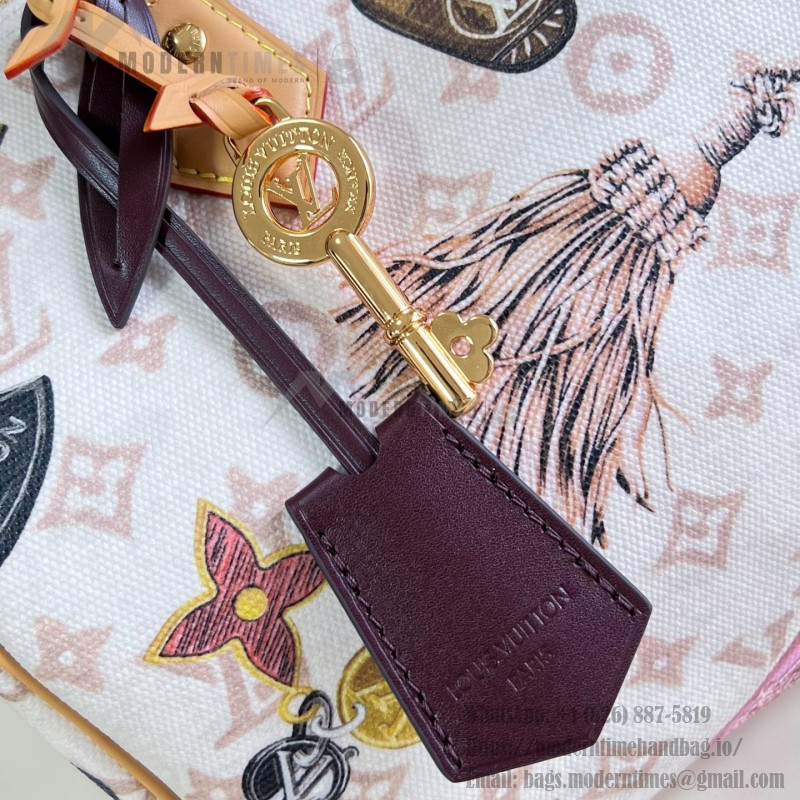  Louis Vuitton Getaway Speedy 30 Soft M29377 Flight Mode canvas handbag with horizontal print and detachable key holder