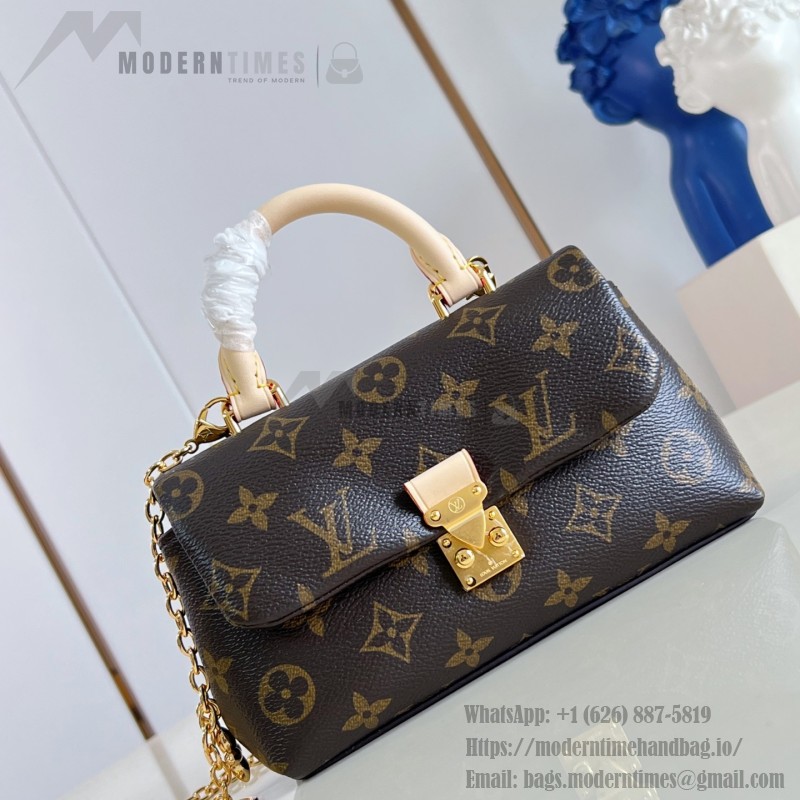 Louis Vuitton Nano Madeleine M28426 Monogram canvas handbag with adjustable chain, Monogram Flower charms, and S-lock closure