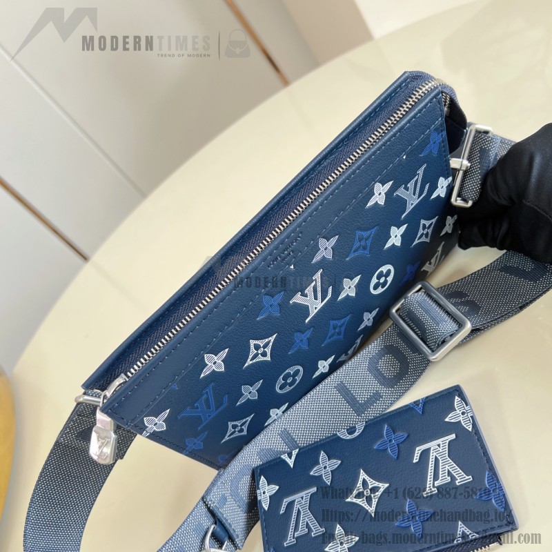 Louis Vuitton Gaston Mini M28818 Monogram Shadow leather crossbody bag with gradient print, woven strap, and detachable card holder
