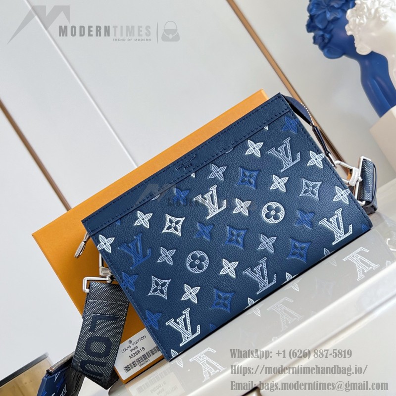 Louis Vuitton Gaston Mini M28818 Monogram Shadow leather crossbody bag with gradient print, woven strap, and detachable card holder