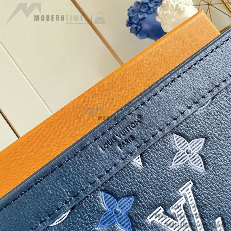Louis Vuitton Gaston Mini M28818 Monogram Shadow leather crossbody bag with gradient print, woven strap, and detachable card holder