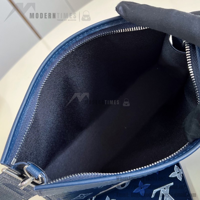 Louis Vuitton Gaston Mini M28818 Monogram Shadow leather crossbody bag with gradient print, woven strap, and detachable card holder
