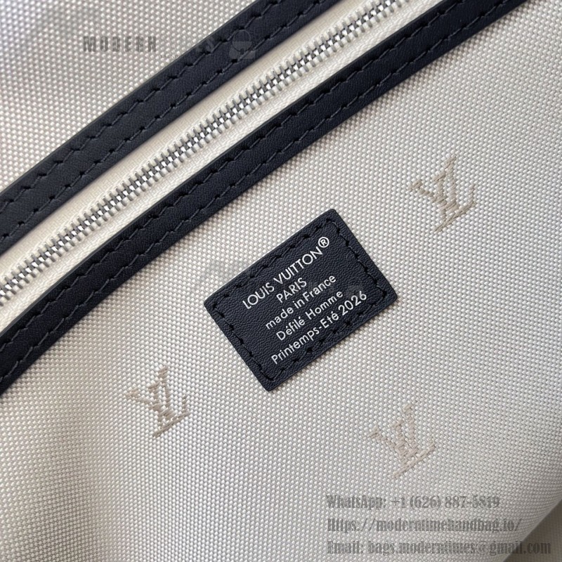 Louis Vuitton Vagabond Hobo M28392 soft tanned leather shoulder bag with an adjustable woven strap, padlock, and LV Blason jacquard lining