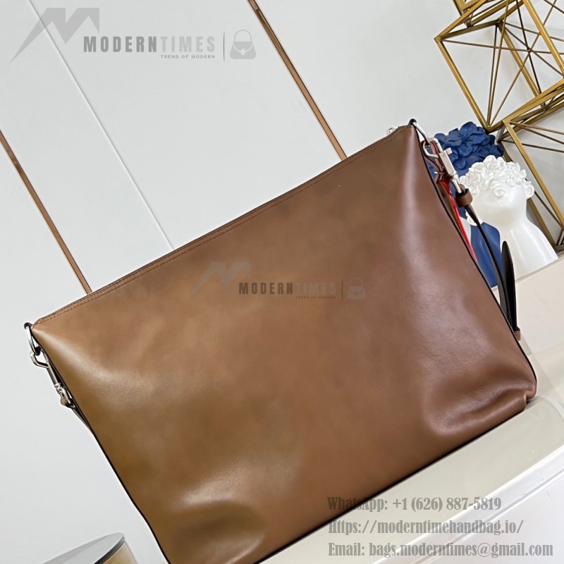 Louis Vuitton Vagabond Hobo M28392 soft tanned leather shoulder bag with an adjustable woven strap, padlock, and LV Blason jacquard lining