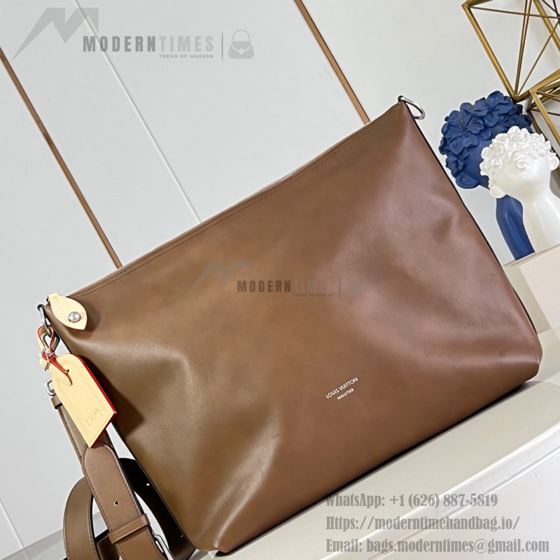 Louis Vuitton Vagabond Hobo M28392 soft tanned leather shoulder bag with an adjustable woven strap, padlock, and LV Blason jacquard lining