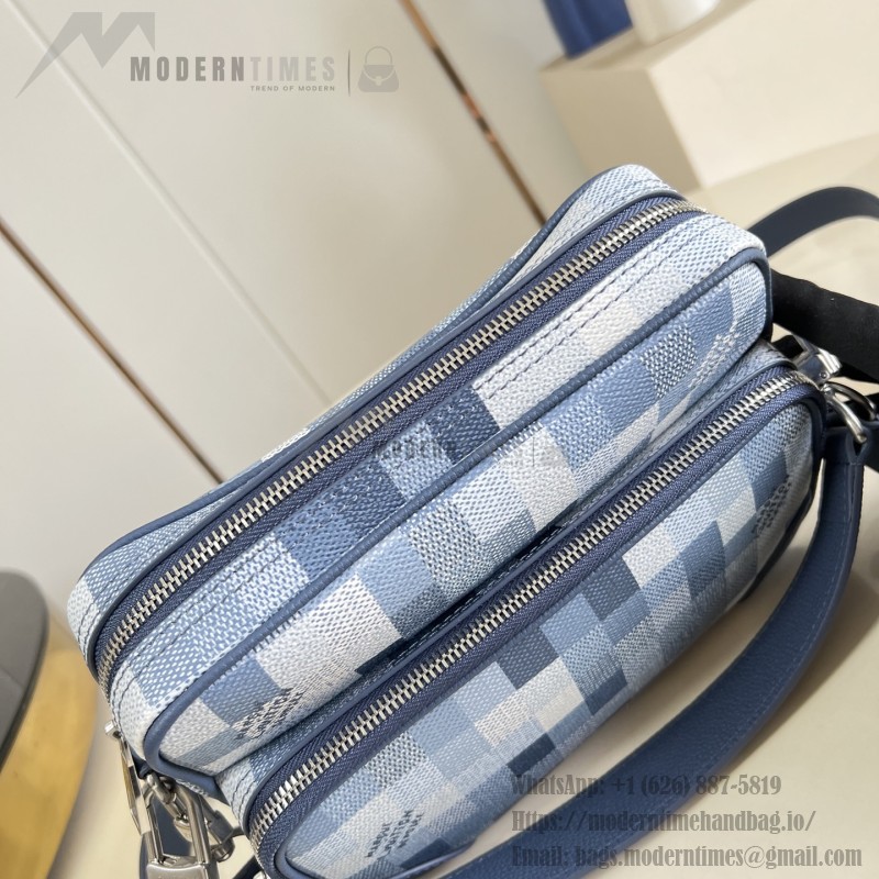  Louis Vuitton Nil M28606 Damoflage coated canvas crossbody bag with camouflage Damier pattern, detachable top handle, and adjustable wide strap
