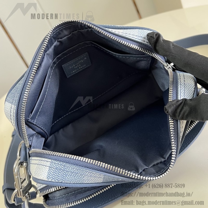  Louis Vuitton Nil M28606 Damoflage coated canvas crossbody bag with camouflage Damier pattern, detachable top handle, and adjustable wide strap