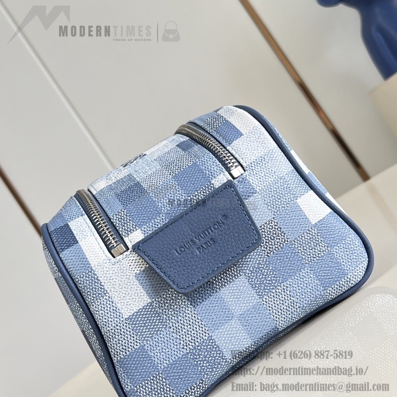 Louis Vuitton Dopp Kit M28847 Damoflage coated canvas toiletry bag with pixelated camouflage pattern, dual zippers, and washable lining