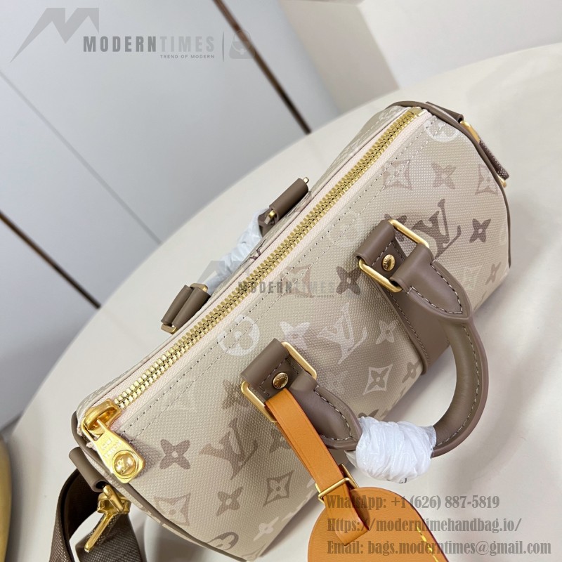  Louis Vuitton Keepall Bandoulière 25 M29272 Damoflage Coated Canvas Travel Bag with Leather Handles