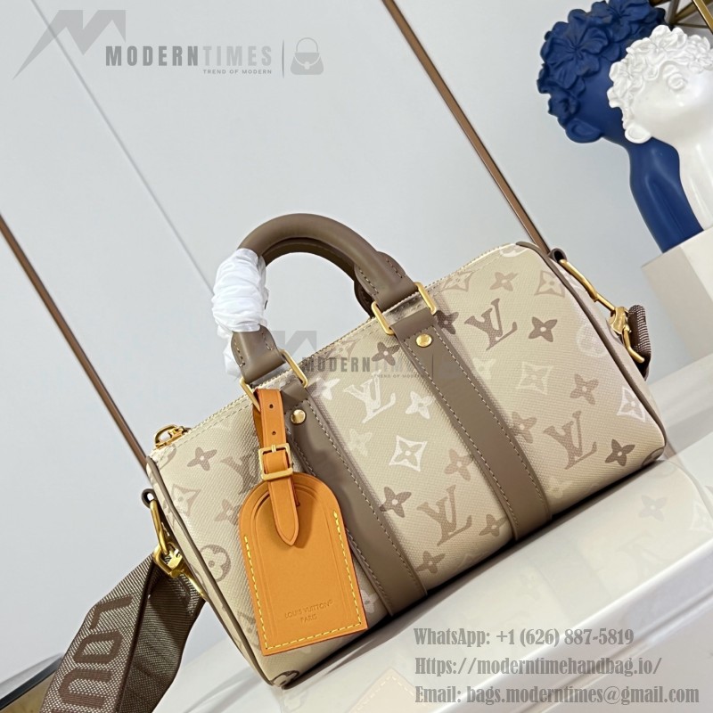  Louis Vuitton Keepall Bandoulière 25 M29272 Damoflage Coated Canvas Travel Bag with Leather Handles
