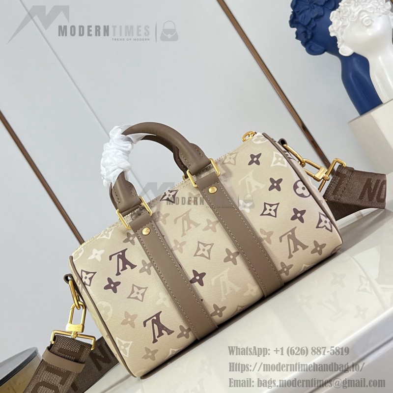  Louis Vuitton Keepall Bandoulière 25 M29272 Damoflage Coated Canvas Travel Bag with Leather Handles