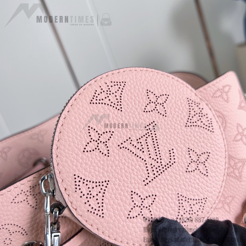 Louis Vuitton Bella Handbag M23195 in Mahina Monogram Perforated Leather with Braided Chain and Coin Purse