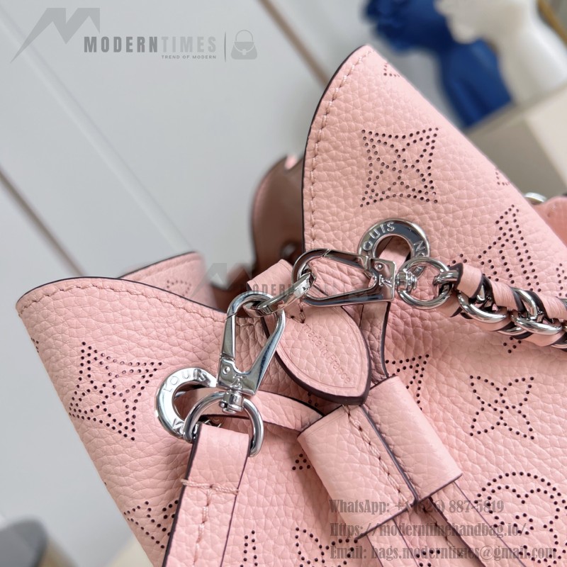 Louis Vuitton Bella Handbag M23195 in Mahina Monogram Perforated Leather with Braided Chain and Coin Purse