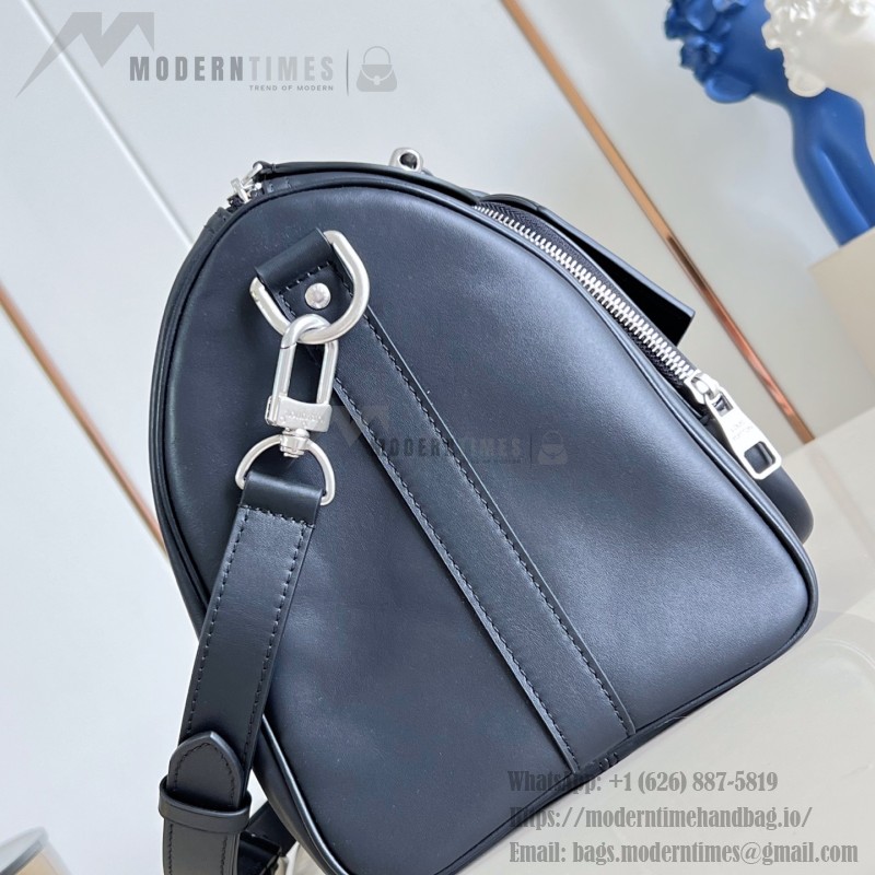 Louis Vuitton Keepall Cargo Bandoulière 35 M28100 Black Soft Calfskin Leather Travel Bag with Front Zip Pocket