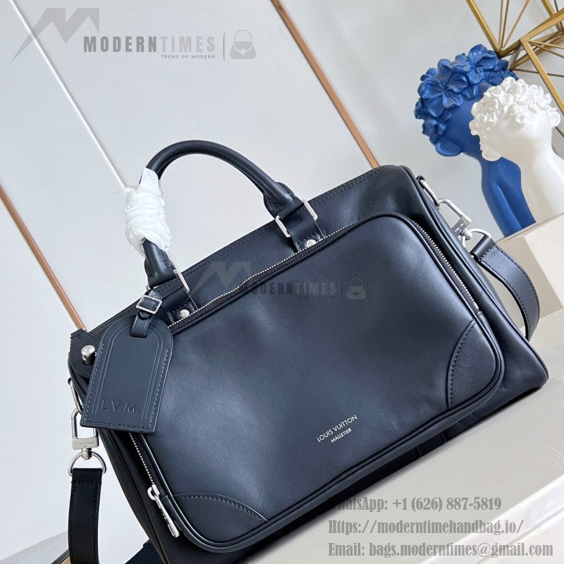 Louis Vuitton Keepall Cargo Bandoulière 35 M28100 Black Soft Calfskin Leather Travel Bag with Front Zip Pocket