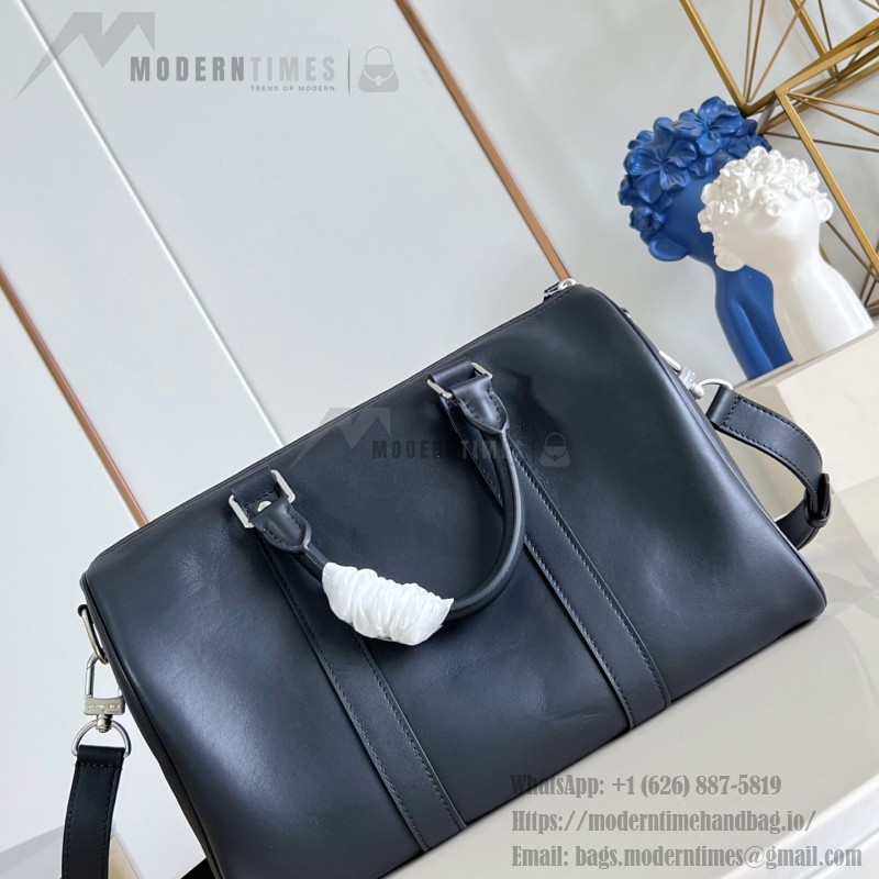 Louis Vuitton Keepall Cargo Bandoulière 35 M28100 Black Soft Calfskin Leather Travel Bag with Front Zip Pocket