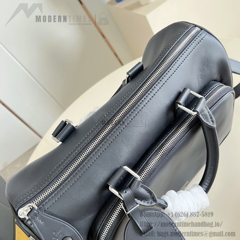 Louis Vuitton Keepall Cargo Bandoulière 35 M28100 Black Soft Calfskin Leather Travel Bag with Front Zip Pocket