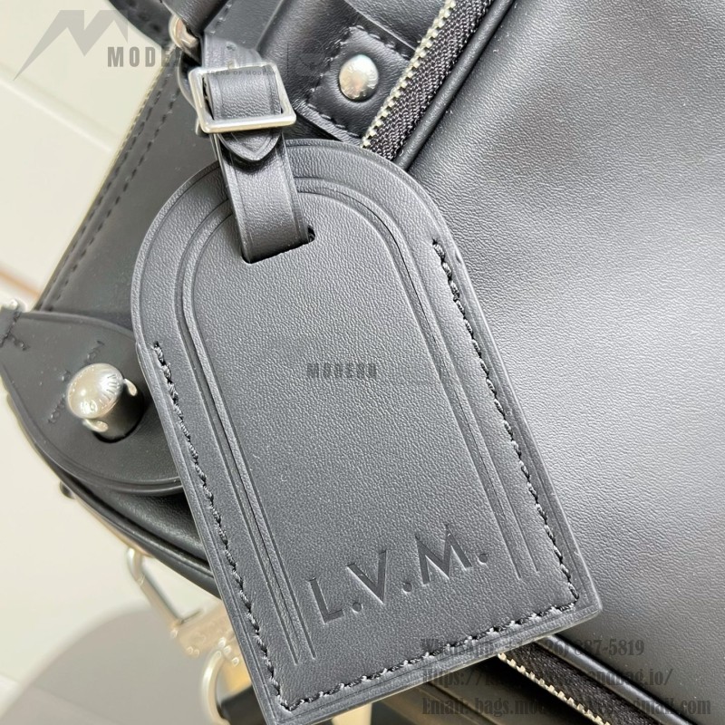 Louis Vuitton Keepall Cargo Bandoulière 35 M28100 Black Soft Calfskin Leather Travel Bag with Front Zip Pocket