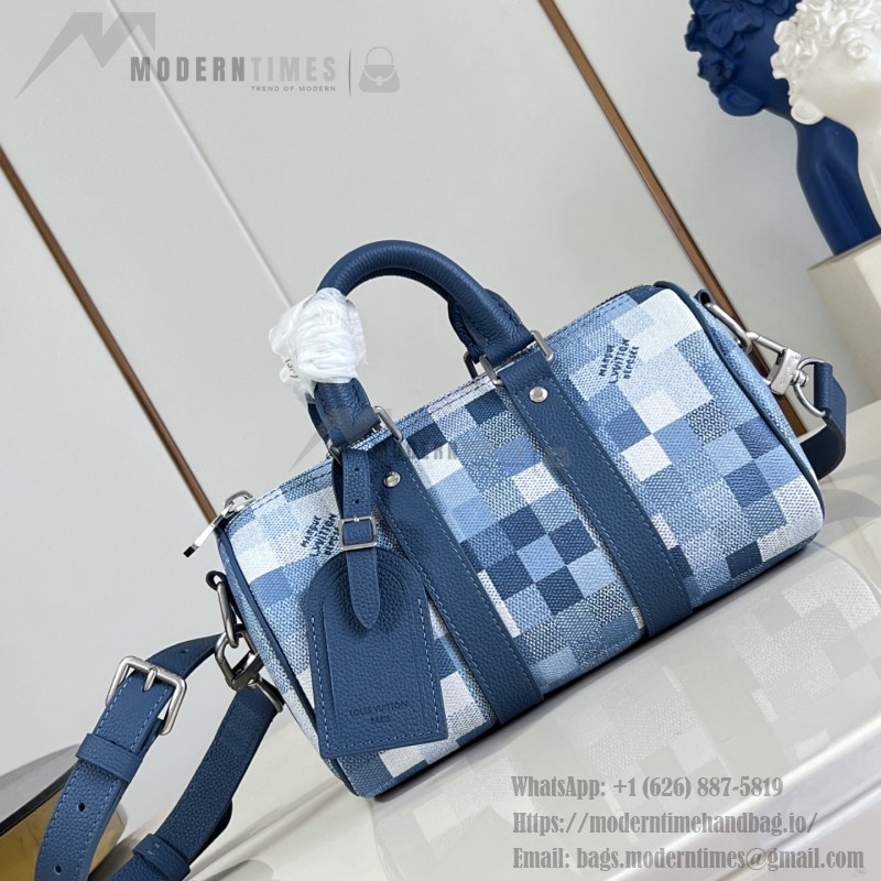 Louis Vuitton Keepall Bandoulière 25 M28600 Damoflage Coated Canvas Travel Bag with Leather Handles