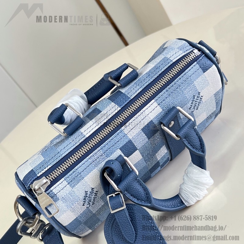 Louis Vuitton Keepall Bandoulière 25 M28600 Damoflage Coated Canvas Travel Bag with Leather Handles