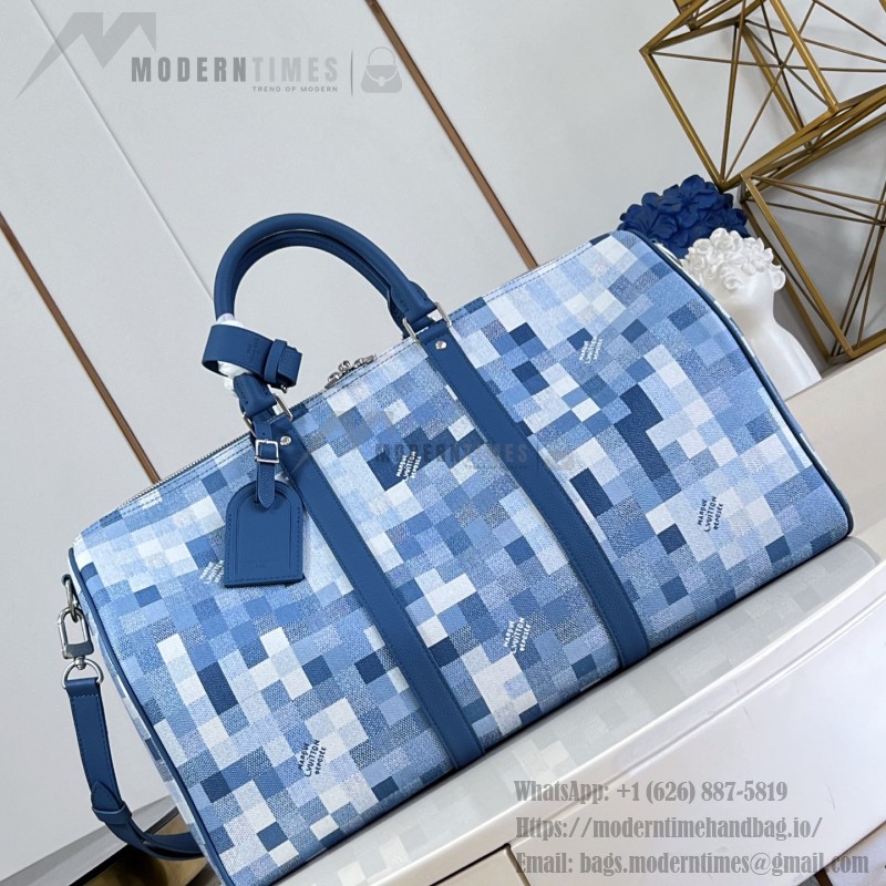  Louis Vuitton Keepall Bandoulière Damoflage Coated Canvas Travel Bag M28842 M29601 with Pixelated Damier Camouflage