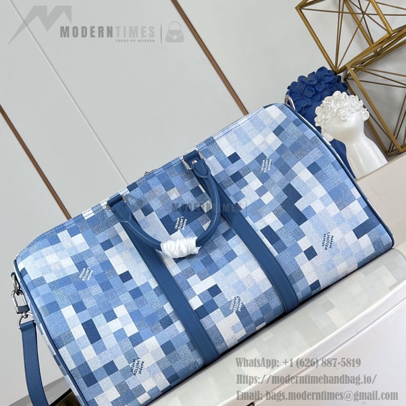  Louis Vuitton Keepall Bandoulière Damoflage Coated Canvas Travel Bag M28842 M29601 with Pixelated Damier Camouflage