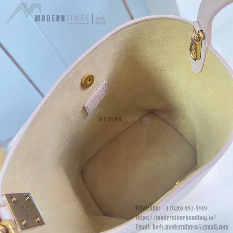 Louis Vuitton All In BB M29112 Low Key Grained Calfskin Leather Bucket Bag with LV Padlock and Monogram Pouch