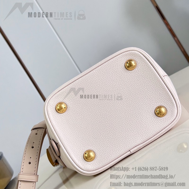 Louis Vuitton All In BB M29112 Low Key Grained Calfskin Leather Bucket Bag with LV Padlock and Monogram Pouch