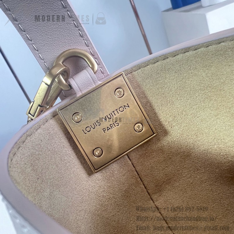Louis Vuitton All In BB M29112 Low Key Grained Calfskin Leather Bucket Bag with LV Padlock and Monogram Pouch