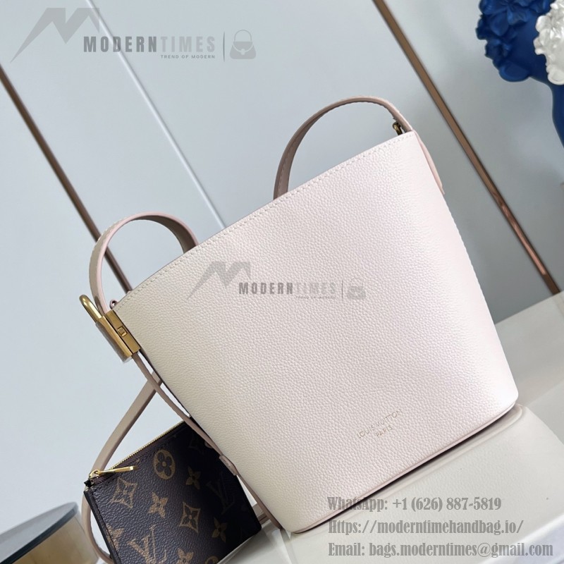 Louis Vuitton All In BB M29112 Low Key Grained Calfskin Leather Bucket Bag with LV Padlock and Monogram Pouch