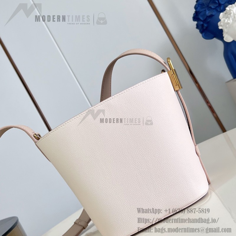 Louis Vuitton All In BB M29112 Low Key Grained Calfskin Leather Bucket Bag with LV Padlock and Monogram Pouch