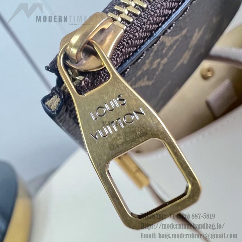 Louis Vuitton All In BB M29112 Low Key Grained Calfskin Leather Bucket Bag with LV Padlock and Monogram Pouch