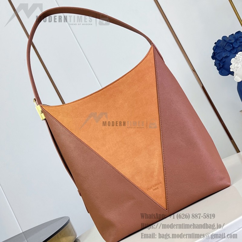 Louis Vuitton Low Key Hobo MM Flight Mode Leather Shoulder Bag M29144 M29156 with V-Shaped Design