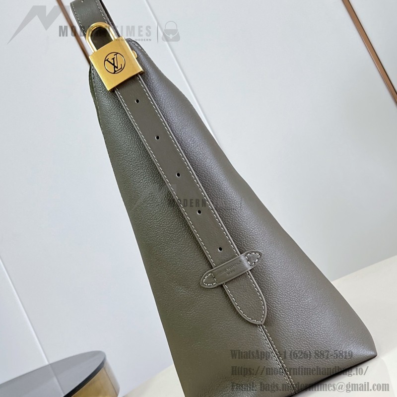 Louis Vuitton Low Key Hobo MM Flight Mode Leather Shoulder Bag M29144 M29156 with V-Shaped Design