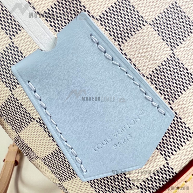 Louis Vuitton Alma BB N40902 Damier Azur Canvas Handbag with Braided Leather Handles and Gold Padlock