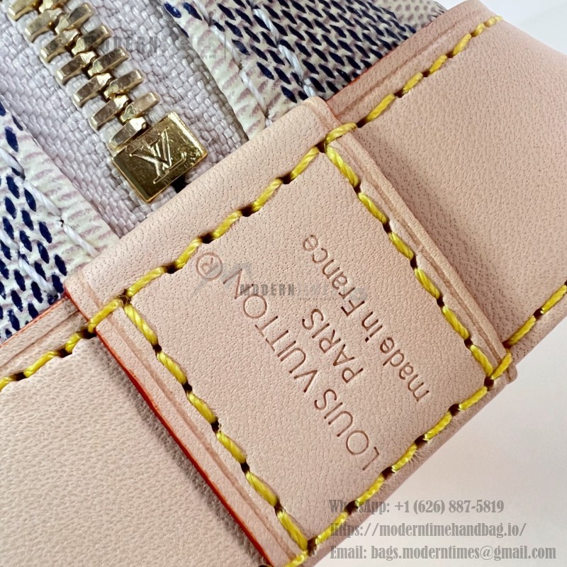 Louis Vuitton Alma BB N40902 Damier Azur Canvas Handbag with Braided Leather Handles and Gold Padlock