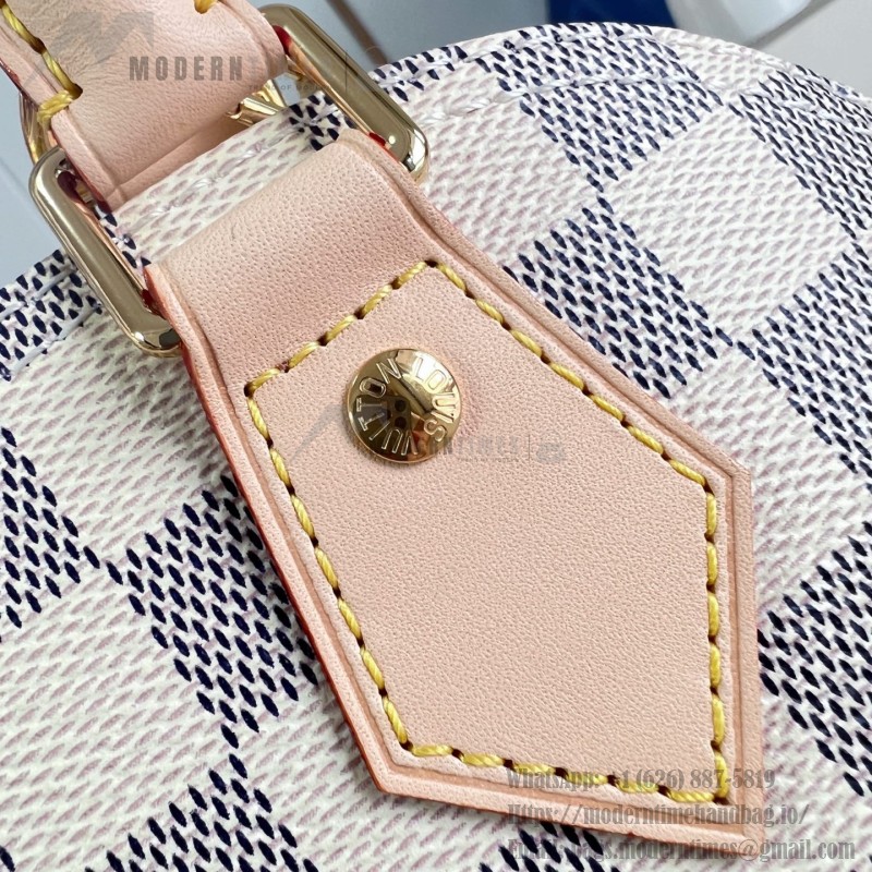 Louis Vuitton Alma BB N40902 Damier Azur Canvas Handbag with Braided Leather Handles and Gold Padlock