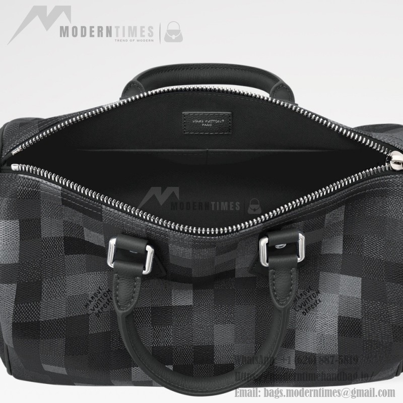 Louis Vuitton Speedy Bandoulière 30 M28977 Damoflage Coated Canvas Handbag in Black Mosaic with Jacquard Shoulder Strap